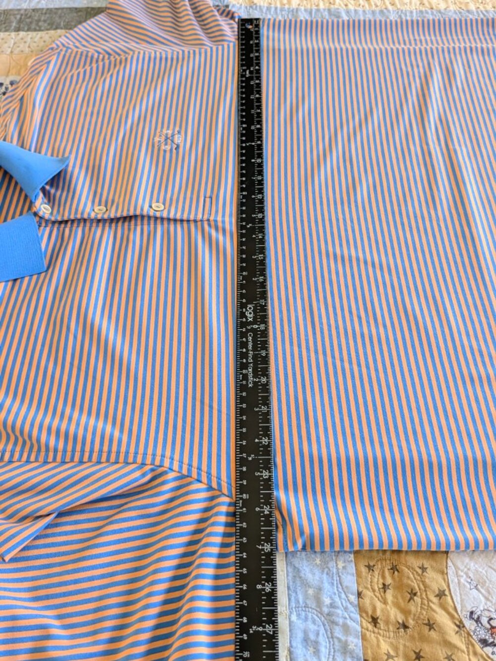 Peter Millar Summer Comfort XL Orange/Blue Striped Polo Shirt - Picture 6 of 8